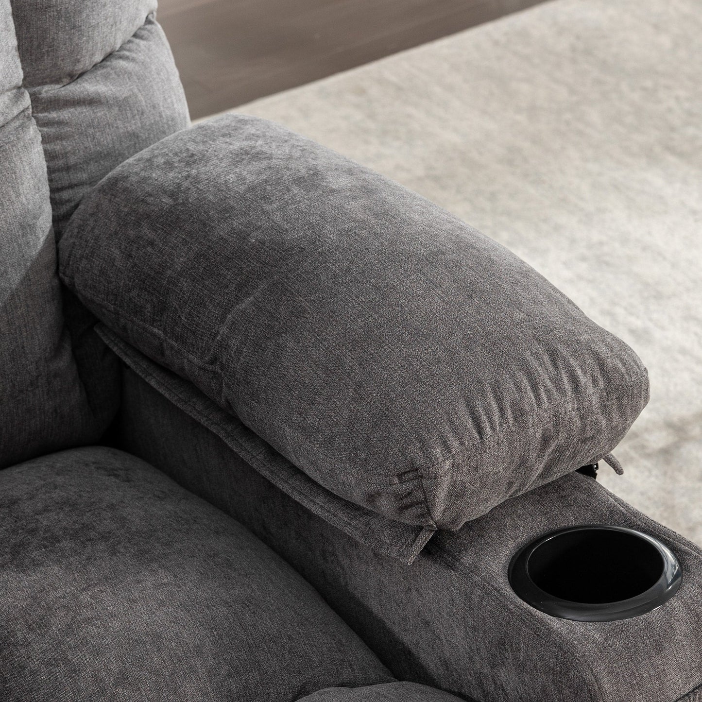 Poltrona reclinabile elettrica con reclinazione regolabile a 139°, massaggio a 8 punti e riscaldamento lombare, motore Okin, ricarica USB e vano portaoggetti laterale