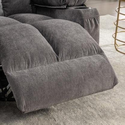 Poltrona reclinabile elettrica con reclinazione regolabile a 139°, massaggio a 8 punti e riscaldamento lombare, motore Okin, ricarica USB e vano portaoggetti laterale