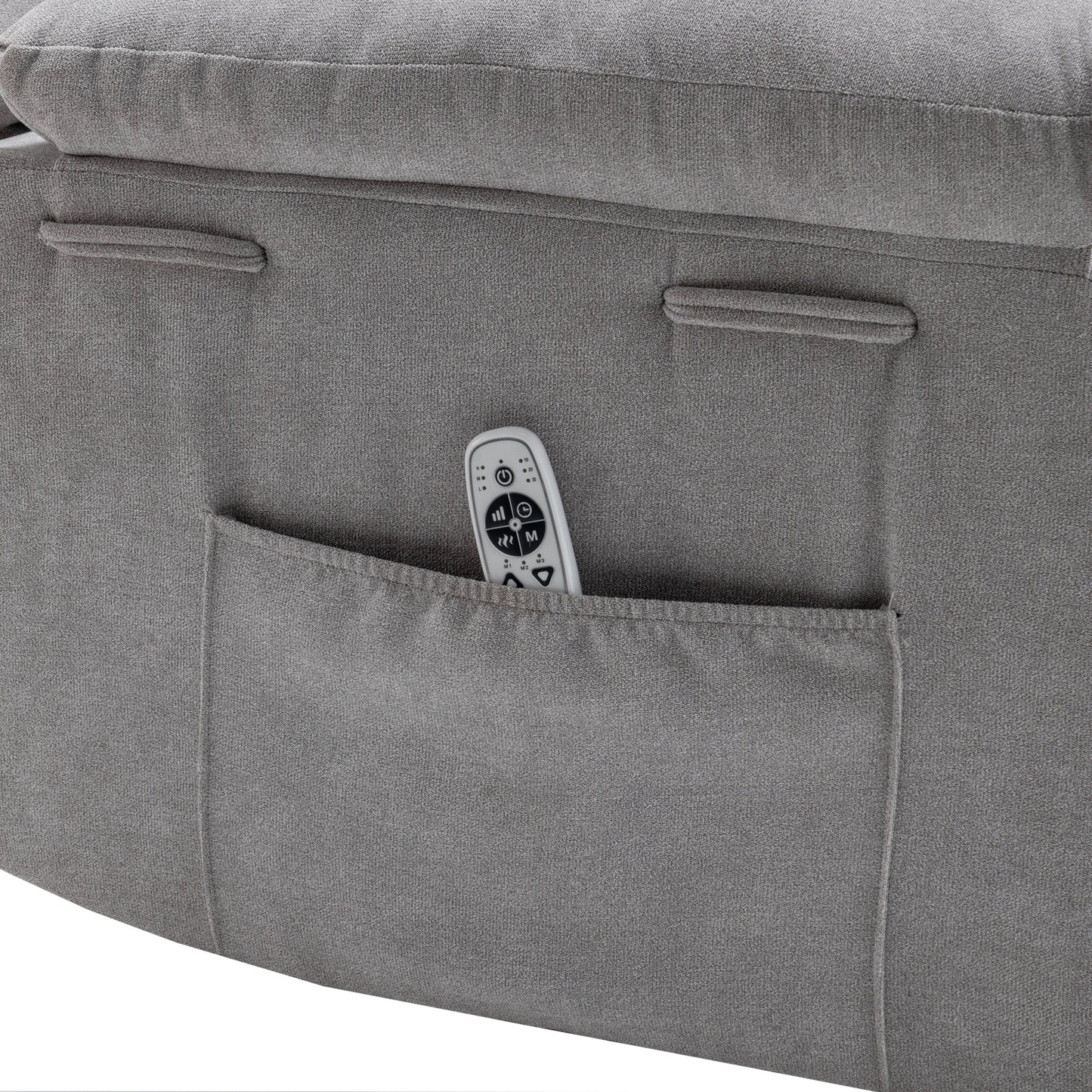 Poltrona reclinabile elettrica con massaggio, riscaldamento lombare, tasca laterale e supporto in acciaio