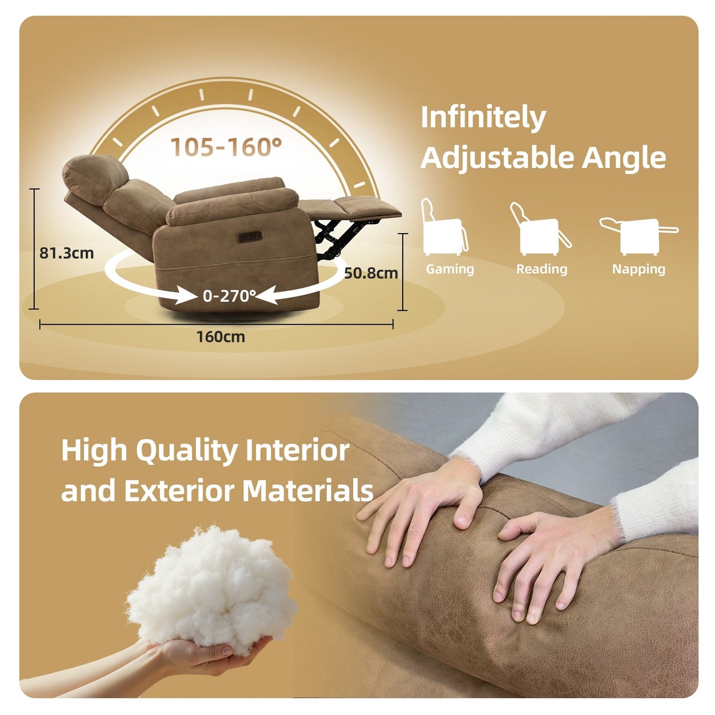 Poltrona reclinabile girevole elettrica