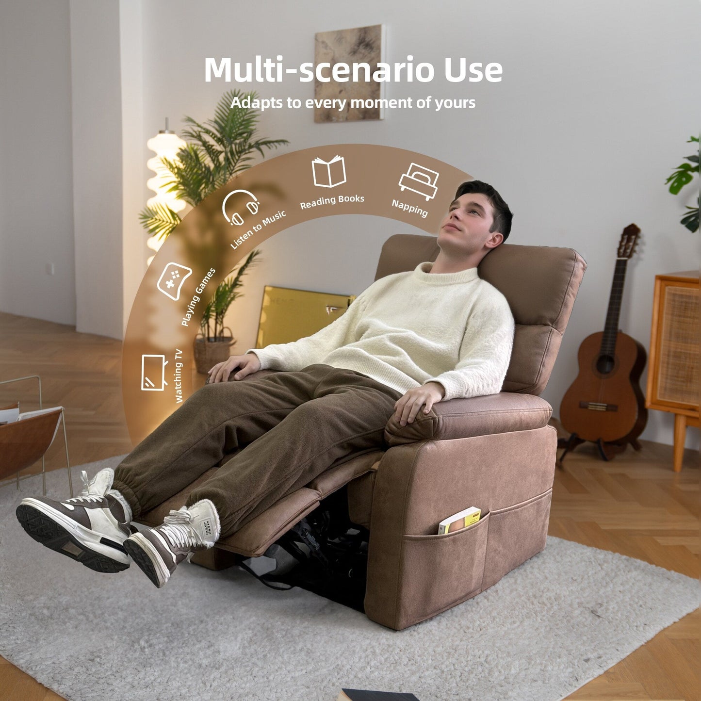 Poltrona reclinabile girevole elettrica