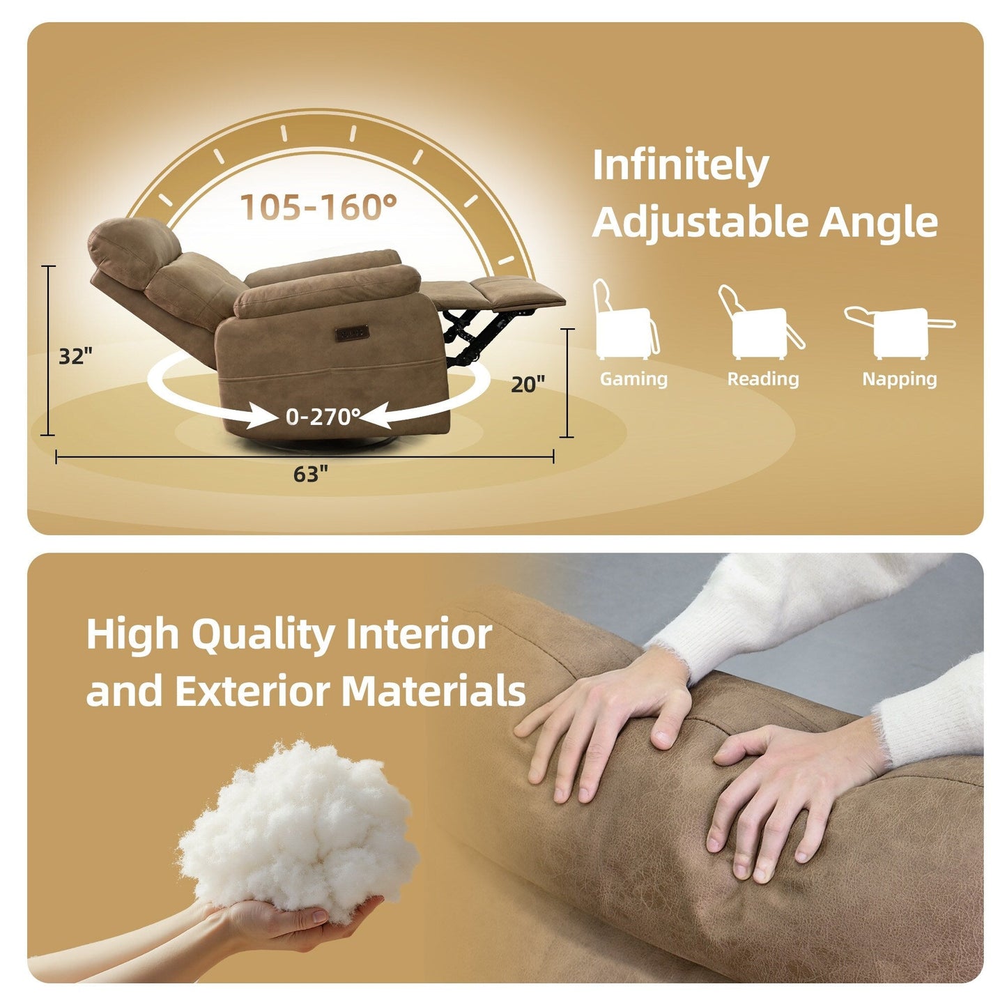 Poltrona reclinabile girevole elettrica