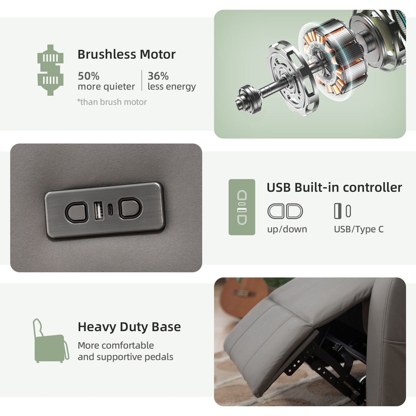 Poltrona reclinabile girevole elettrica