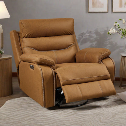 Poltrona reclinabile elettrica girevole con doppio motore, ricarica USB, poggiatesta regolabile e reset One-Touch