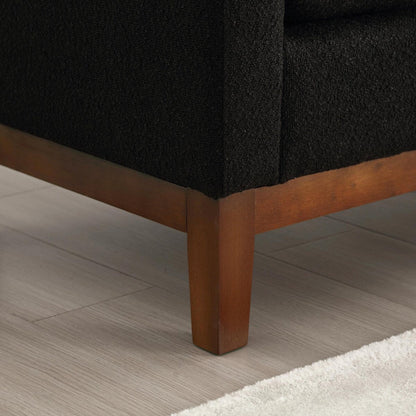 Elegante panca imbottita da 53,5 pollici con gambe in legno e cuscini di supporto