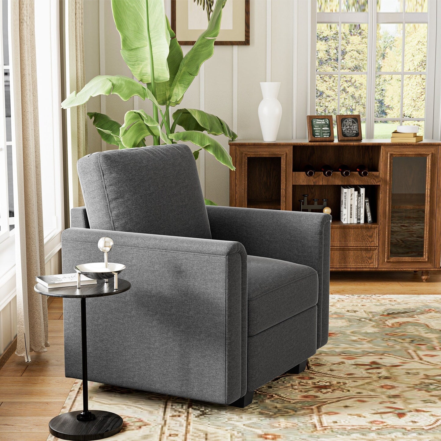 Elegante divano con braccioli curvi, divano componibile personalizzabile, comodo divano modulare per camera da letto, soggiorno, ufficio