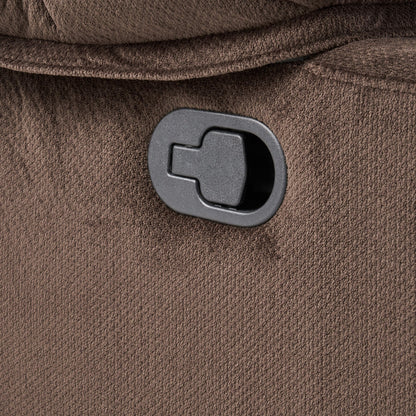 Elegante poltrona reclinabile manuale in tessuto con doppio portabicchieri e dimensioni generose per il massimo comfort