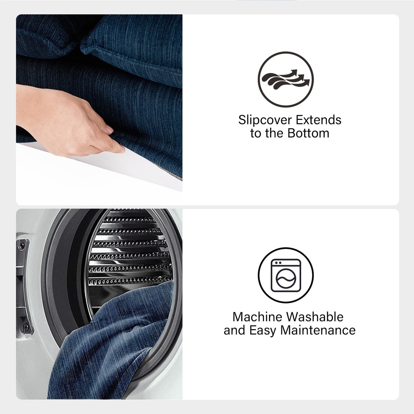 Divano moderno Elias con portabicchieri e cuscini reversibili di HULALA HOME