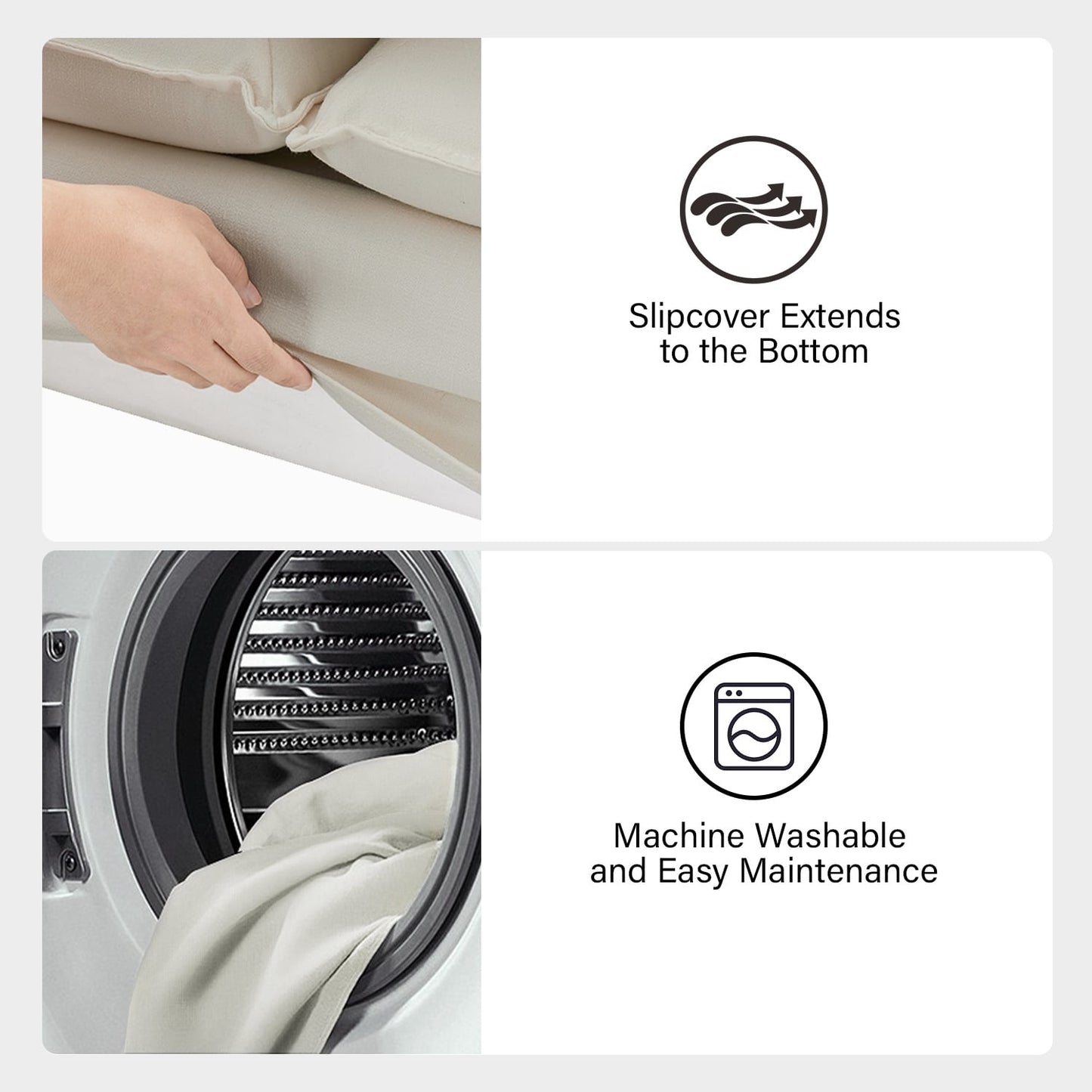 Divano moderno Elias con portabicchieri e cuscini reversibili di HULALA HOME