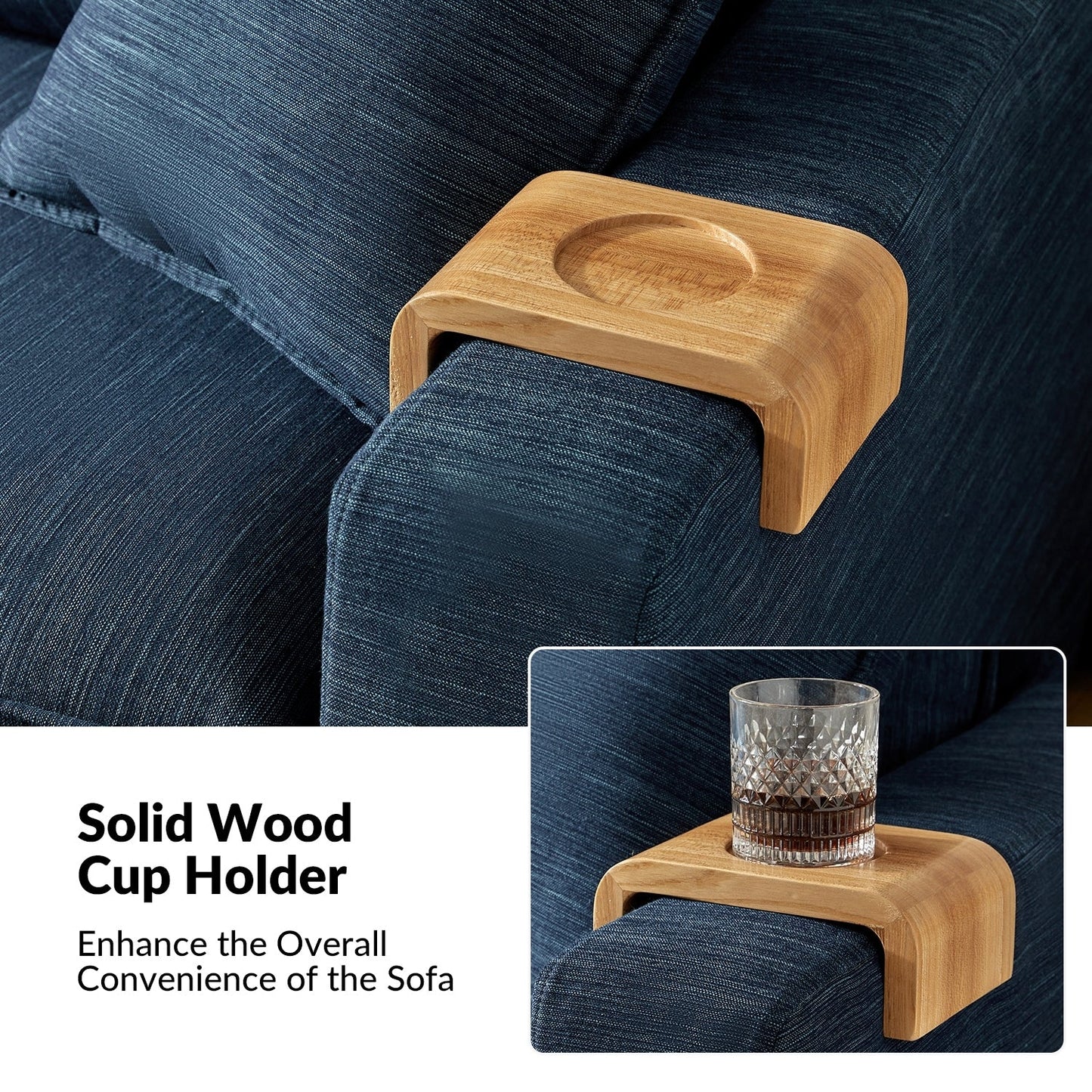 Divano moderno Elias con portabicchieri e cuscini reversibili di HULALA HOME