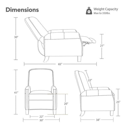 Poltrona reclinabile Elias Push Back per adulti in similpelle per soggiorno