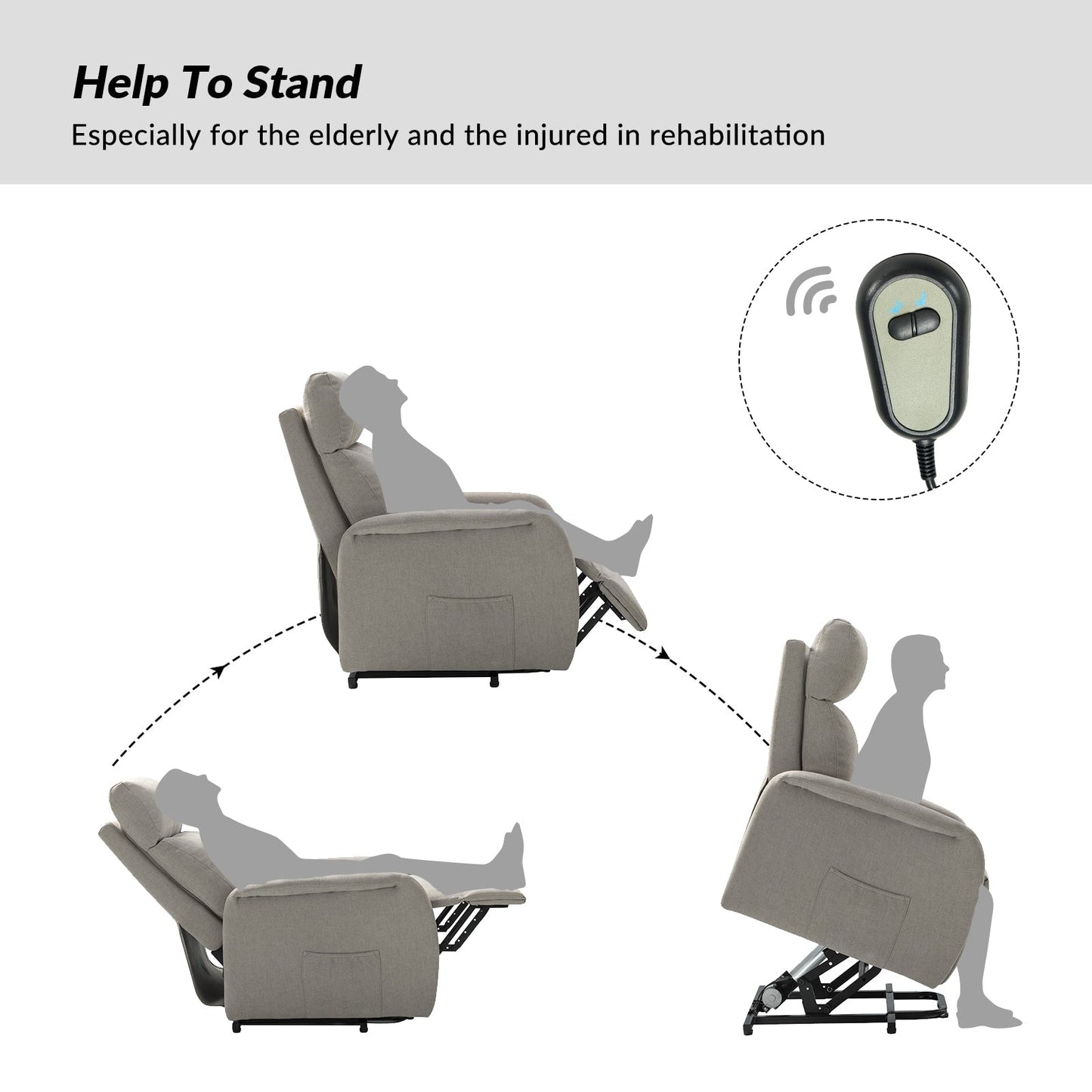 Poltrona reclinabile Elisa Power Remote Lift Assist con base in metallo