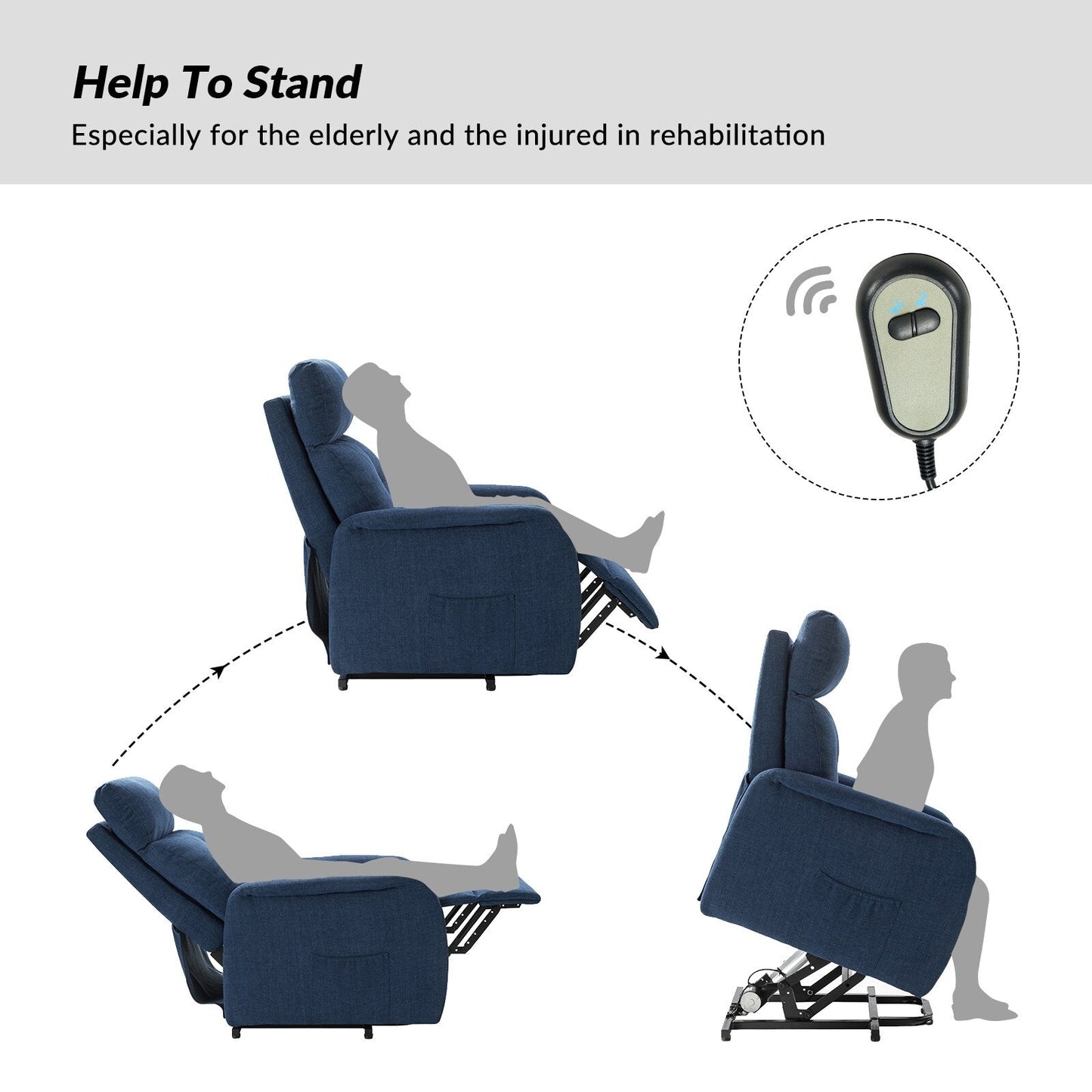 Poltrona reclinabile Elisa Power Remote Lift Assist con base in metallo
