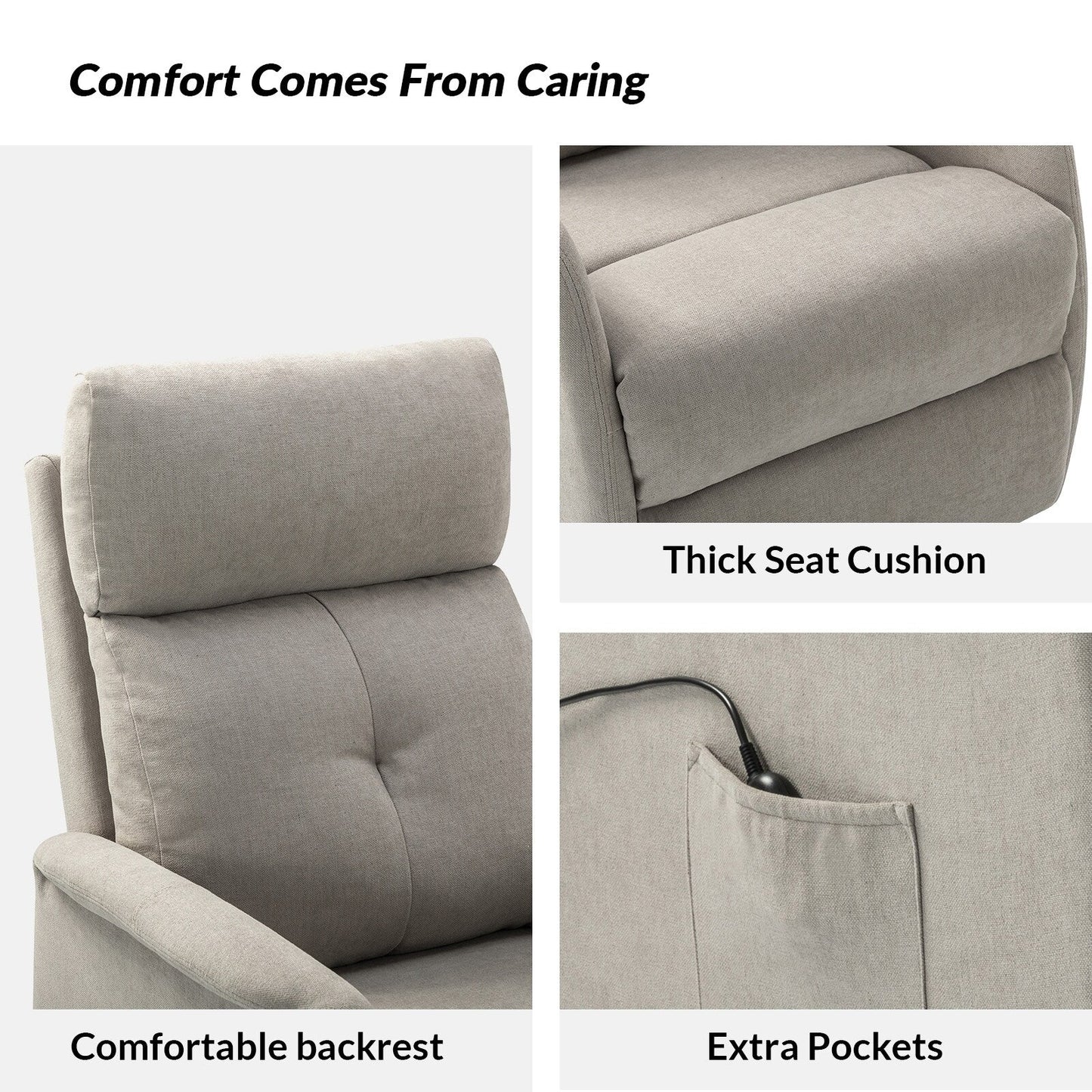 Poltrona reclinabile Elisa Power Remote Lift Assist con base in metallo