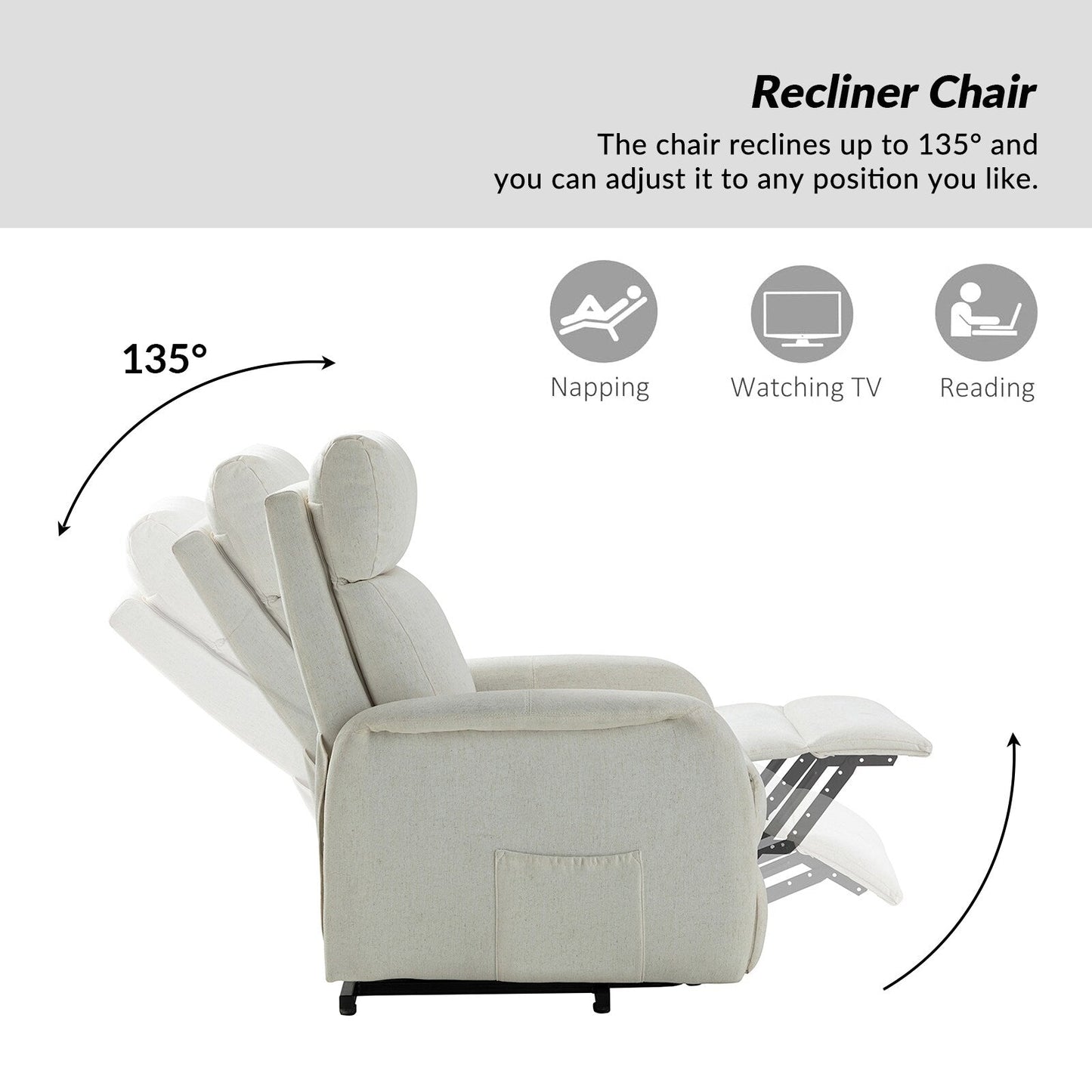 Poltrona reclinabile Elisa Power Remote Lift Assist con base in metallo