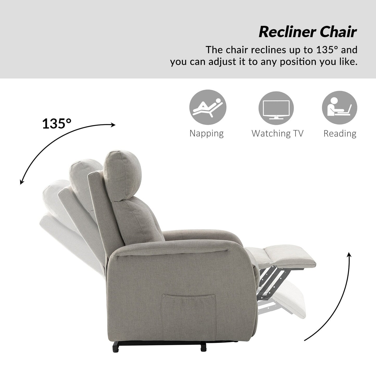 Poltrona reclinabile Elisa Power Remote Lift Assist con base in metallo