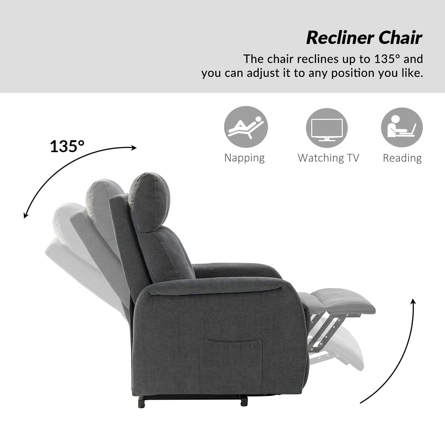 Poltrona reclinabile Elisa Power Remote Lift Assist con base in metallo