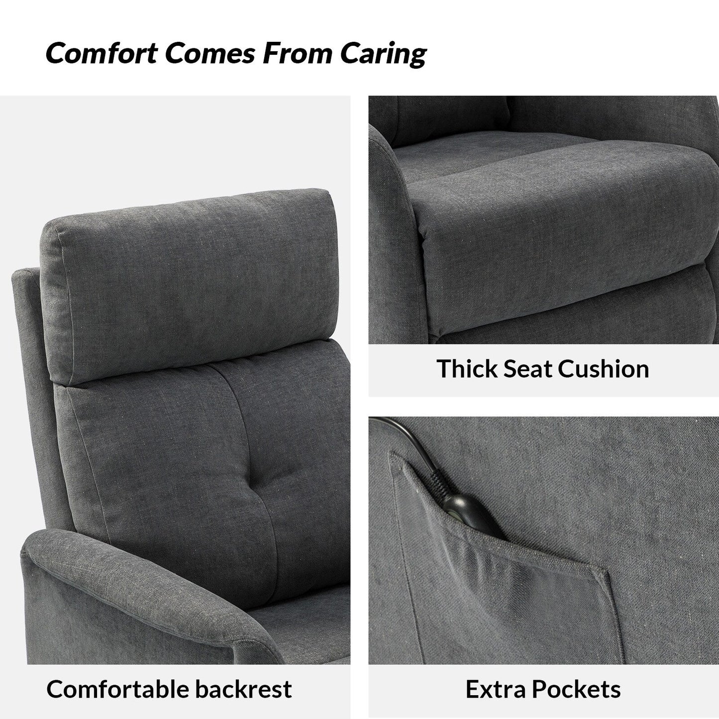 Poltrona reclinabile Elisa Power Remote Lift Assist con base in metallo