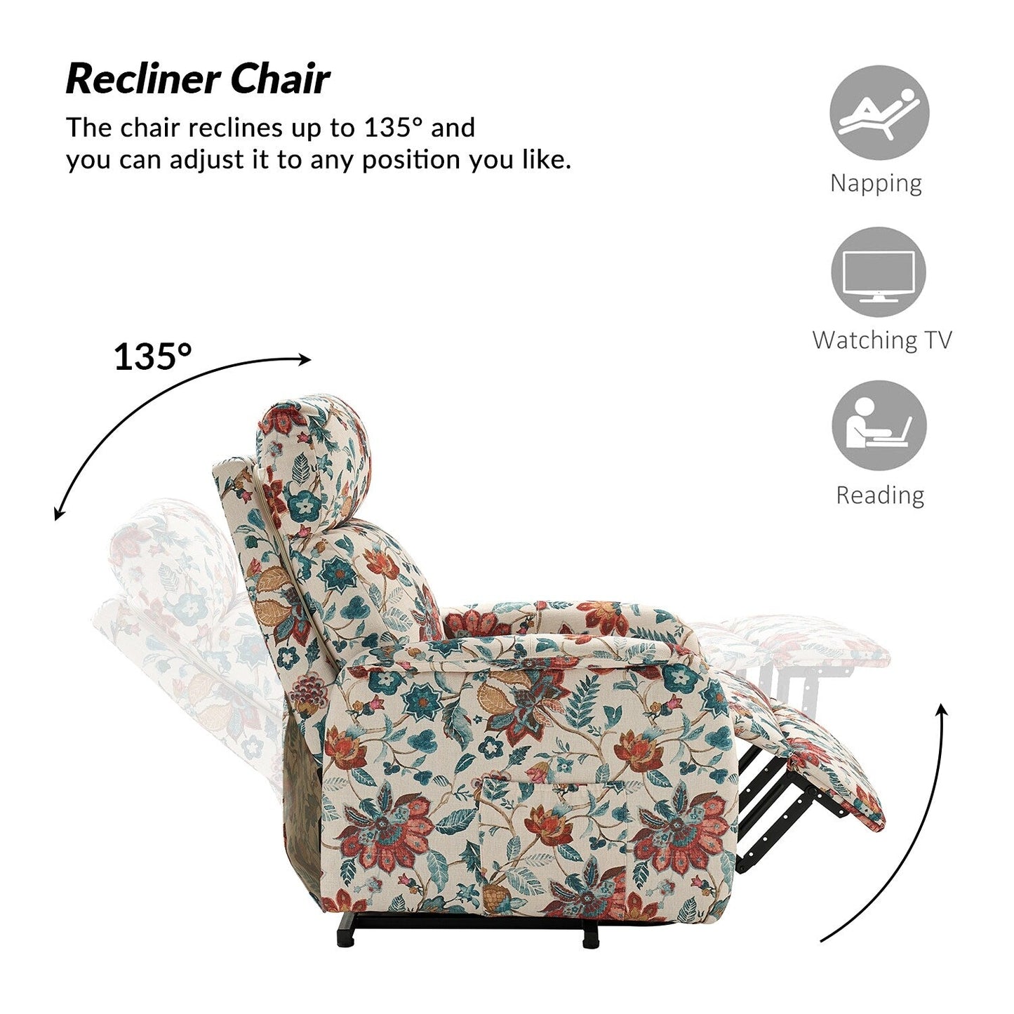 Poltrona reclinabile Elisa Power Remote Lift Assist con base in metallo