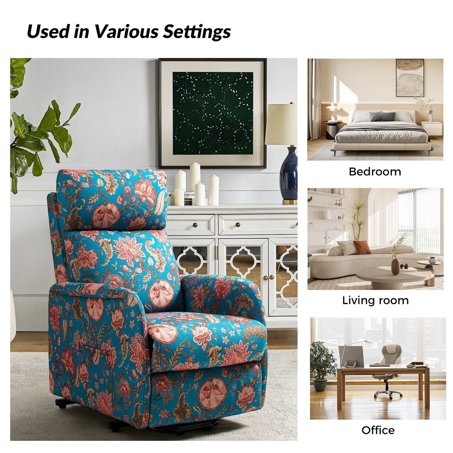 Poltrona reclinabile Elisa Power Remote Lift Assist con base in metallo