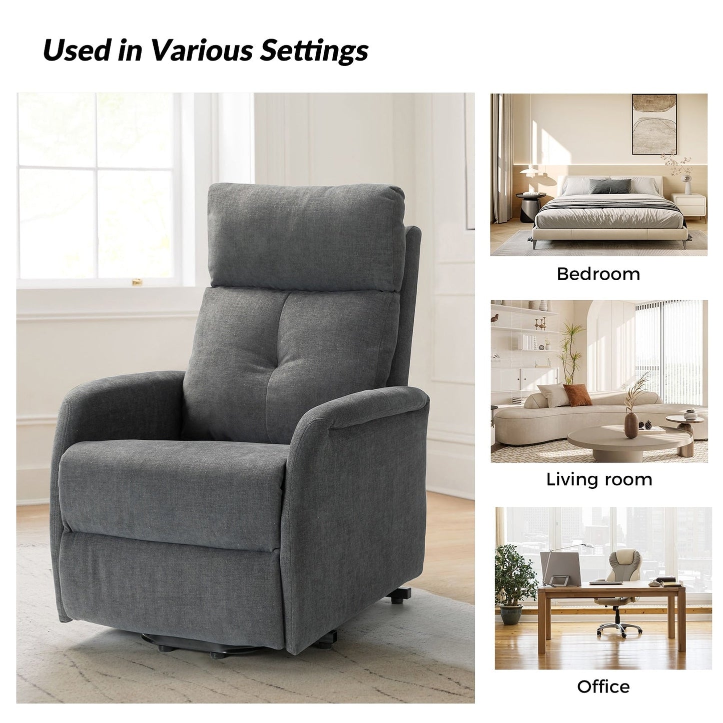 Poltrona reclinabile Elisa Power Remote Lift Assist con base in metallo