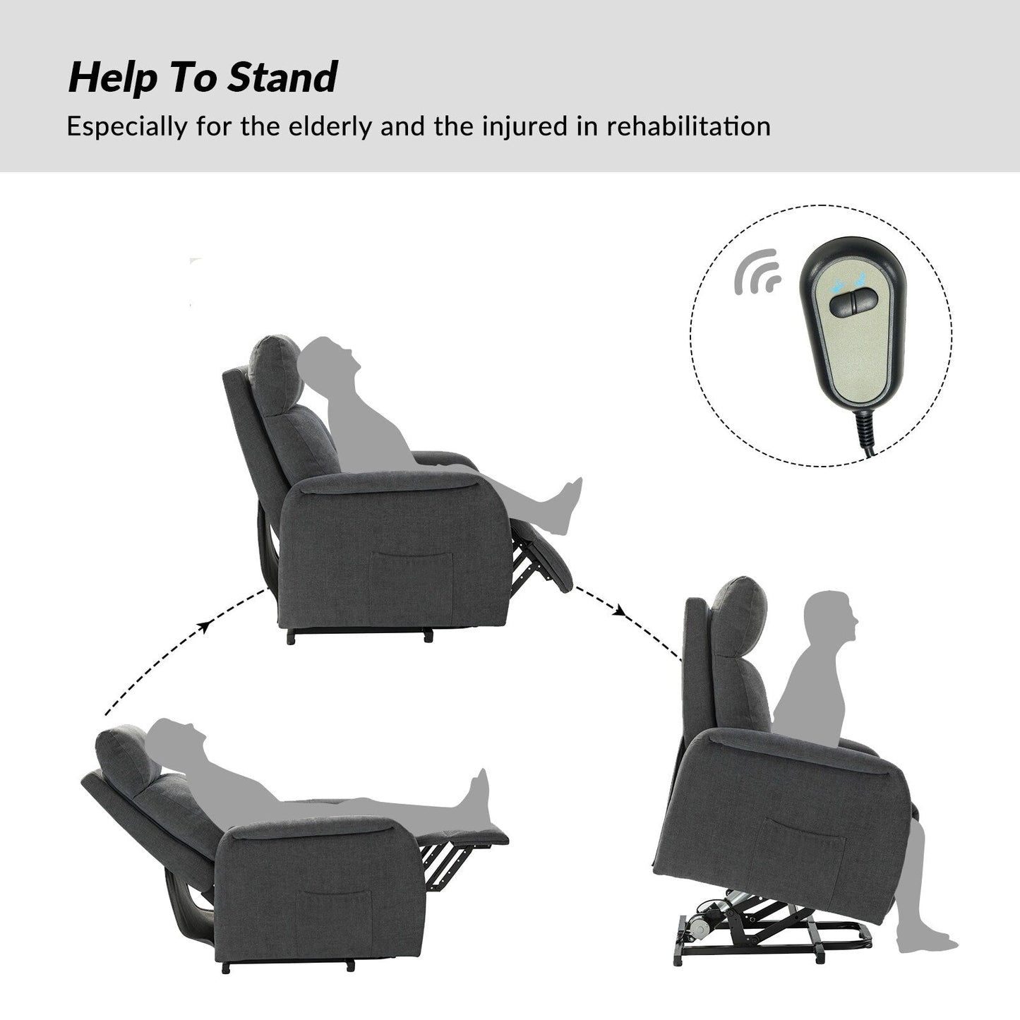 Poltrona reclinabile Elisa Power Remote Lift Assist con base in metallo