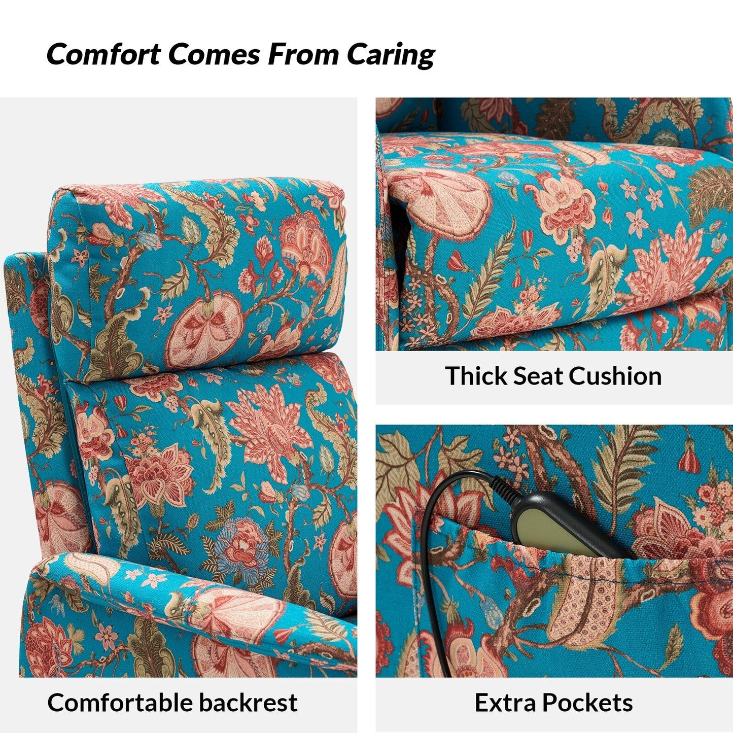 Poltrona reclinabile Elisa Power Remote Lift Assist con base in metallo