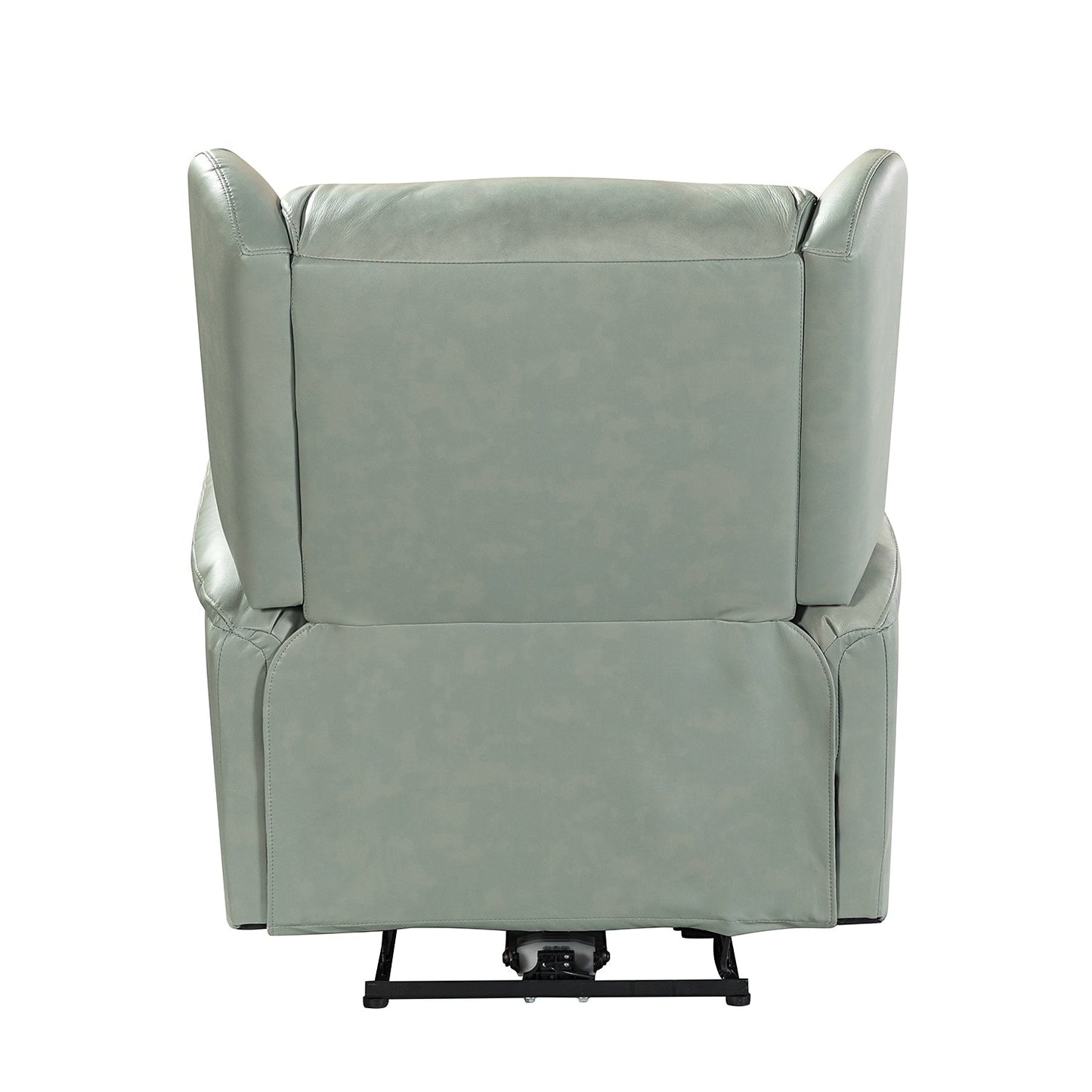 Poltrona reclinabile elettrica Eliseo in vera pelle con porta USB e design Wingback