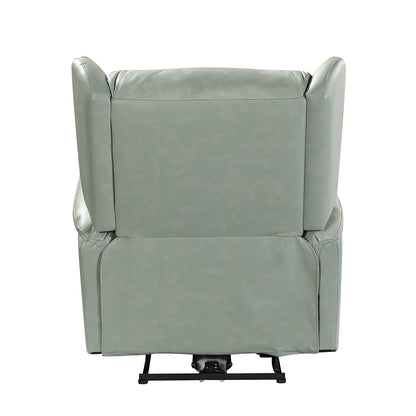 Poltrona reclinabile elettrica Eliseo in vera pelle con porta USB e design Wingback