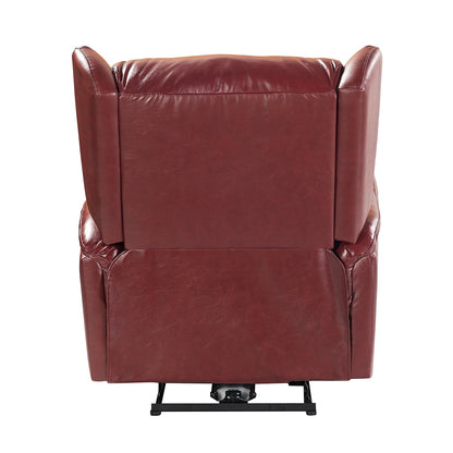 Poltrona reclinabile elettrica Eliseo in vera pelle con porta USB e design Wingback