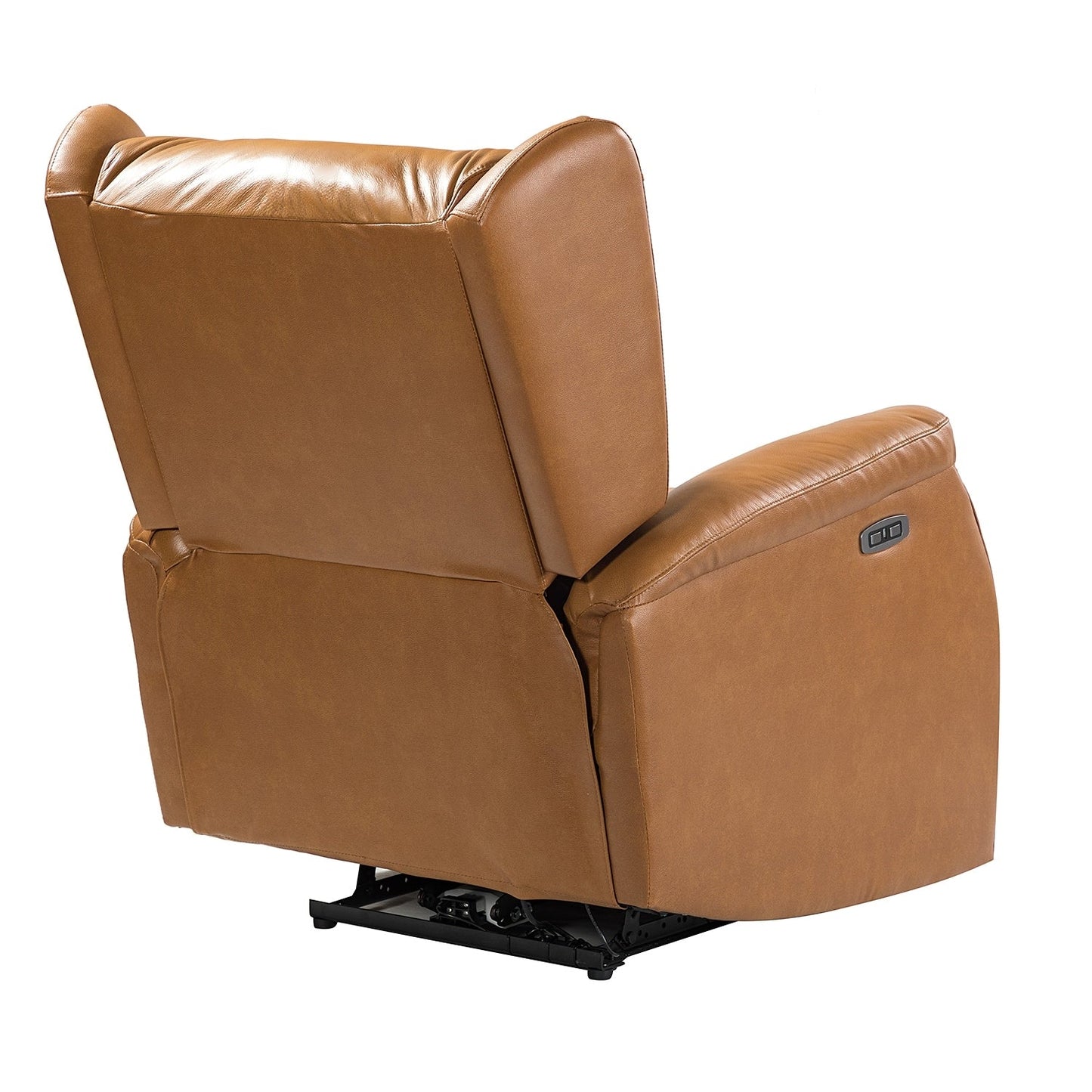 Poltrona reclinabile elettrica Eliseo in vera pelle con porta USB e design Wingback