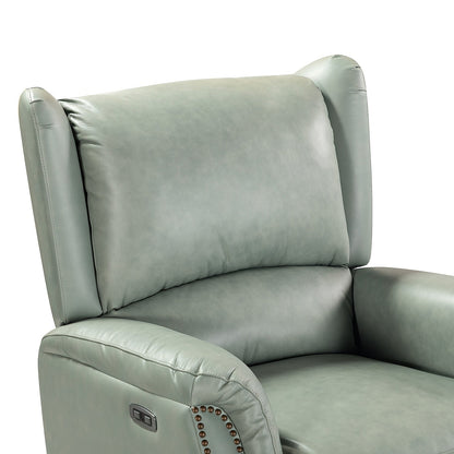 Poltrona reclinabile elettrica Eliseo in vera pelle con porta USB e design Wingback