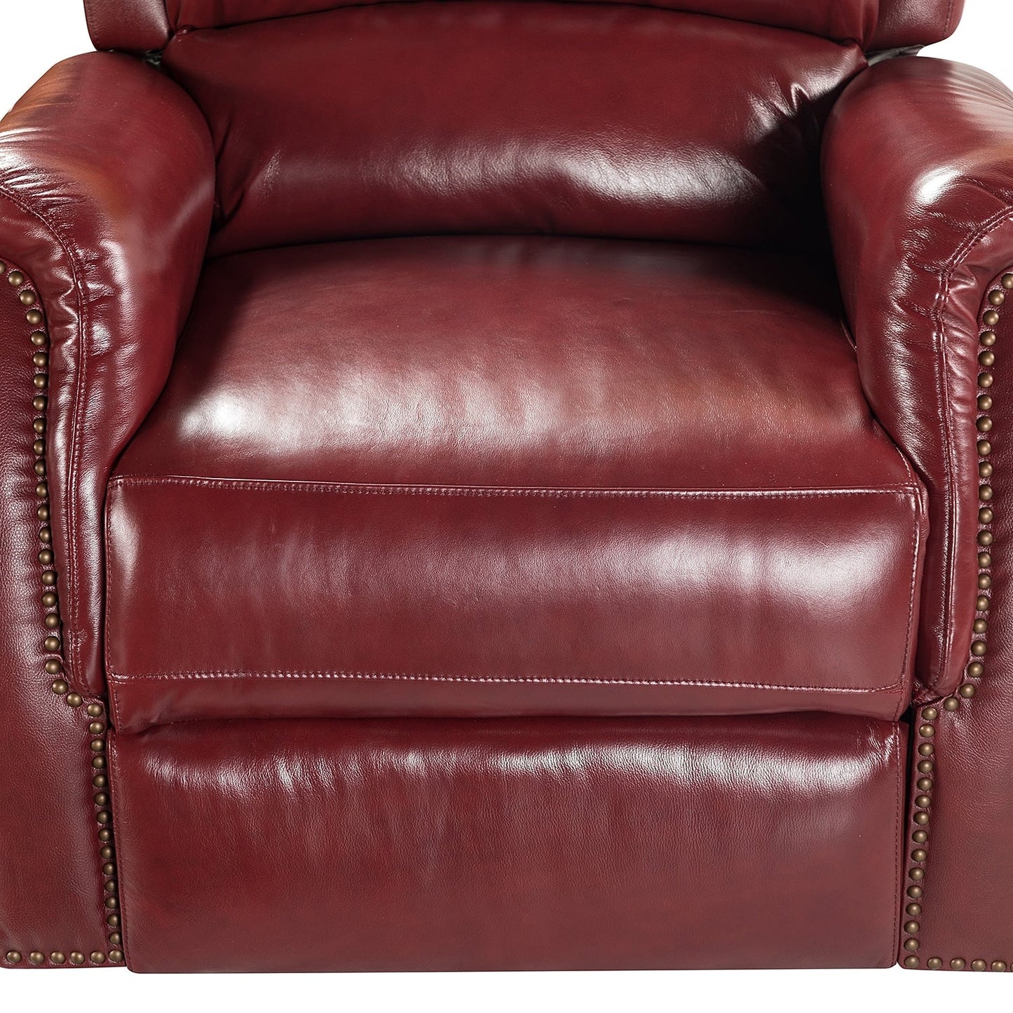 Poltrona reclinabile elettrica Eliseo in vera pelle con porta USB e design Wingback