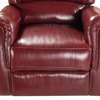 Poltrona reclinabile elettrica Eliseo in vera pelle con porta USB e design Wingback