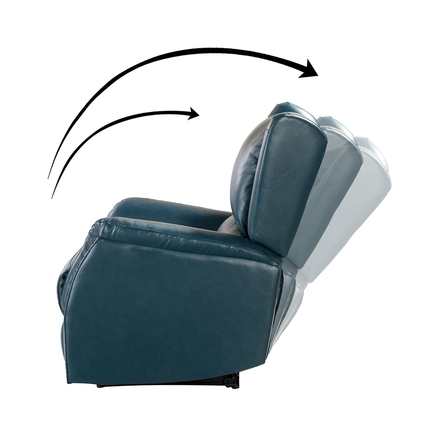 Poltrona reclinabile elettrica Eliseo in vera pelle con porta USB e design Wingback