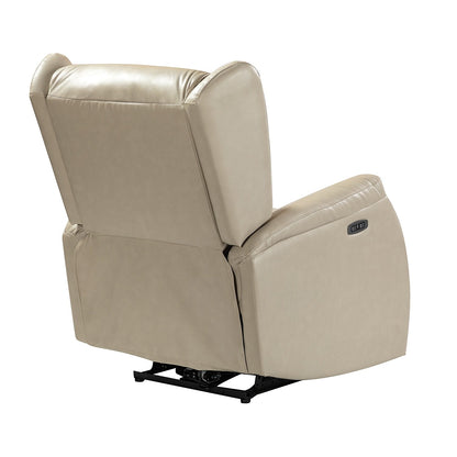 Poltrona reclinabile elettrica Eliseo in vera pelle con porta USB e design Wingback