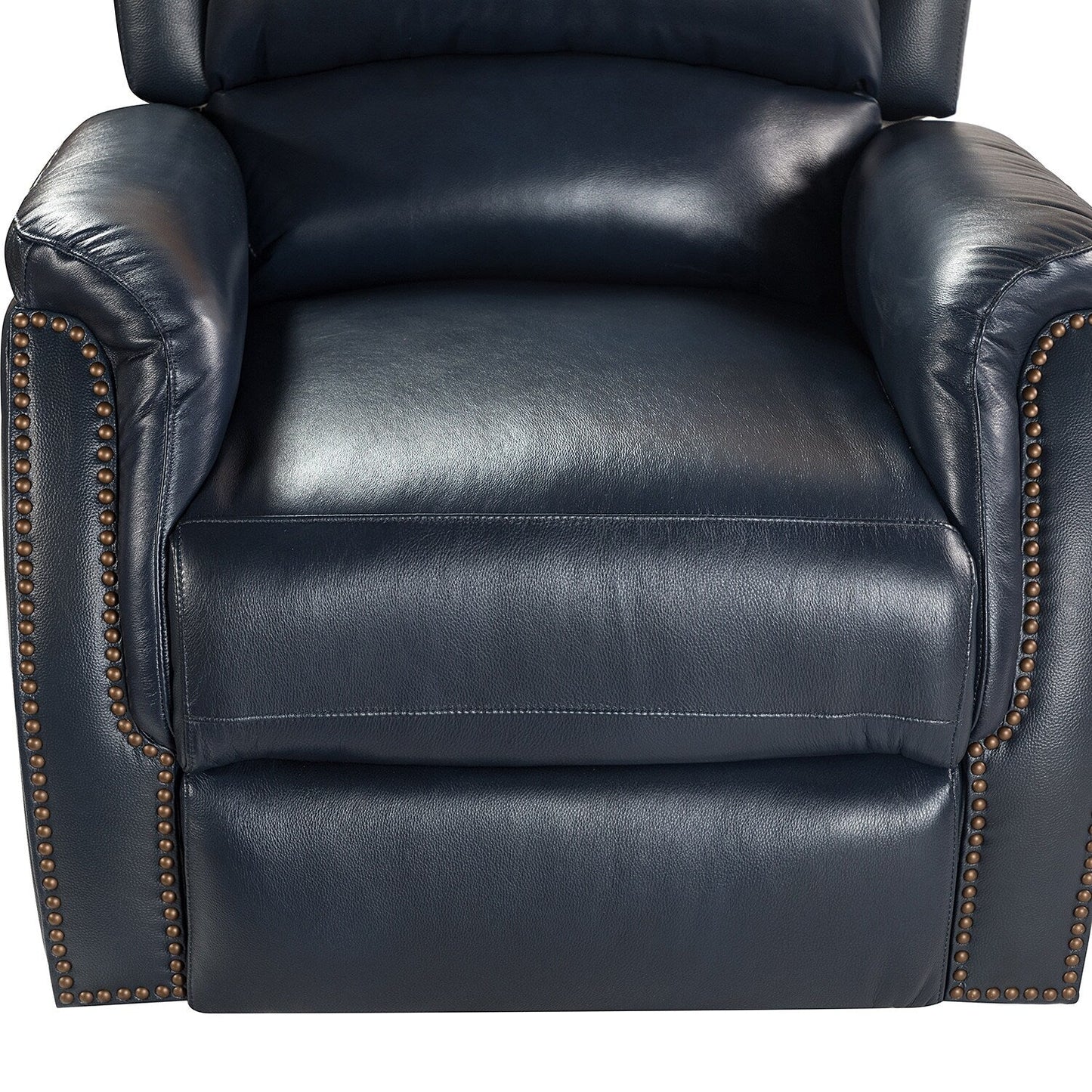 Poltrona reclinabile elettrica Eliseo in vera pelle con porta USB e design Wingback