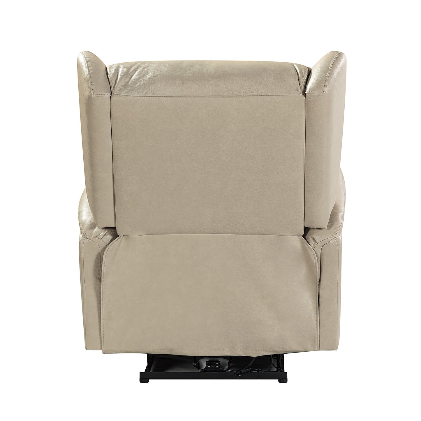 Poltrona reclinabile elettrica Eliseo in vera pelle con porta USB e design Wingback