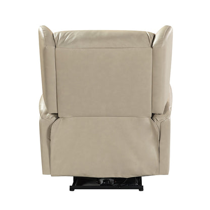 Poltrona reclinabile elettrica Eliseo in vera pelle con porta USB e design Wingback