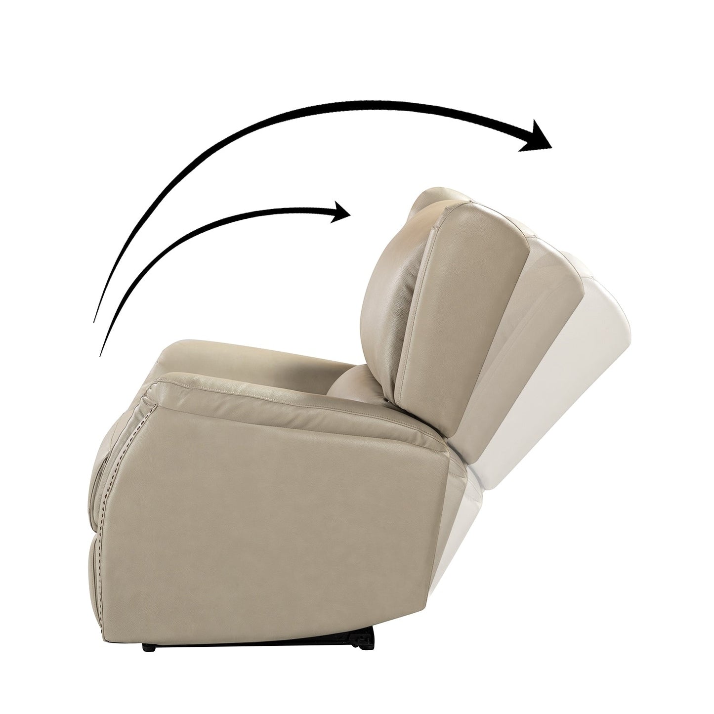 Poltrona reclinabile elettrica Eliseo in vera pelle con porta USB e design Wingback