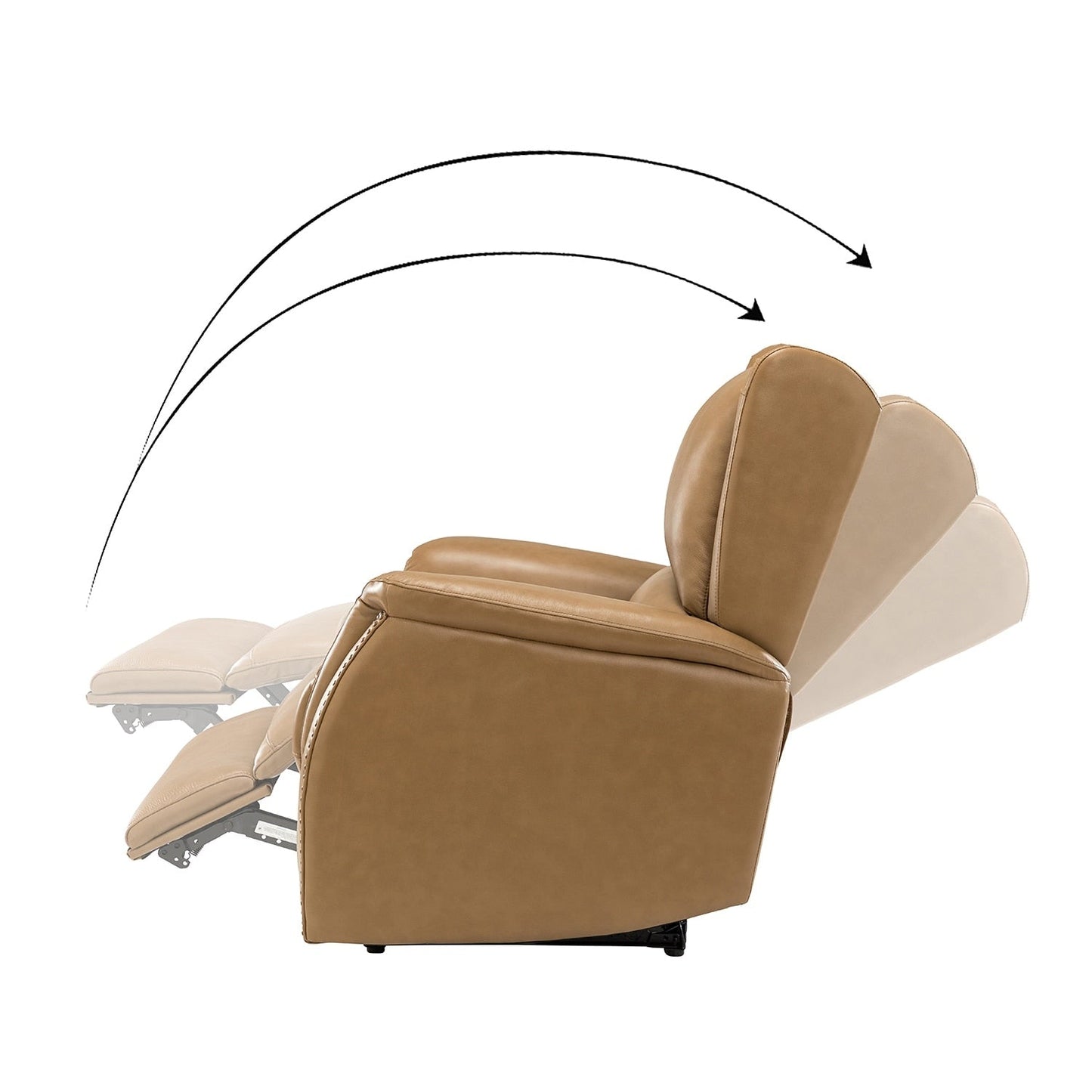 Poltrona reclinabile elettrica Eliseo in vera pelle con porta USB e design Wingback