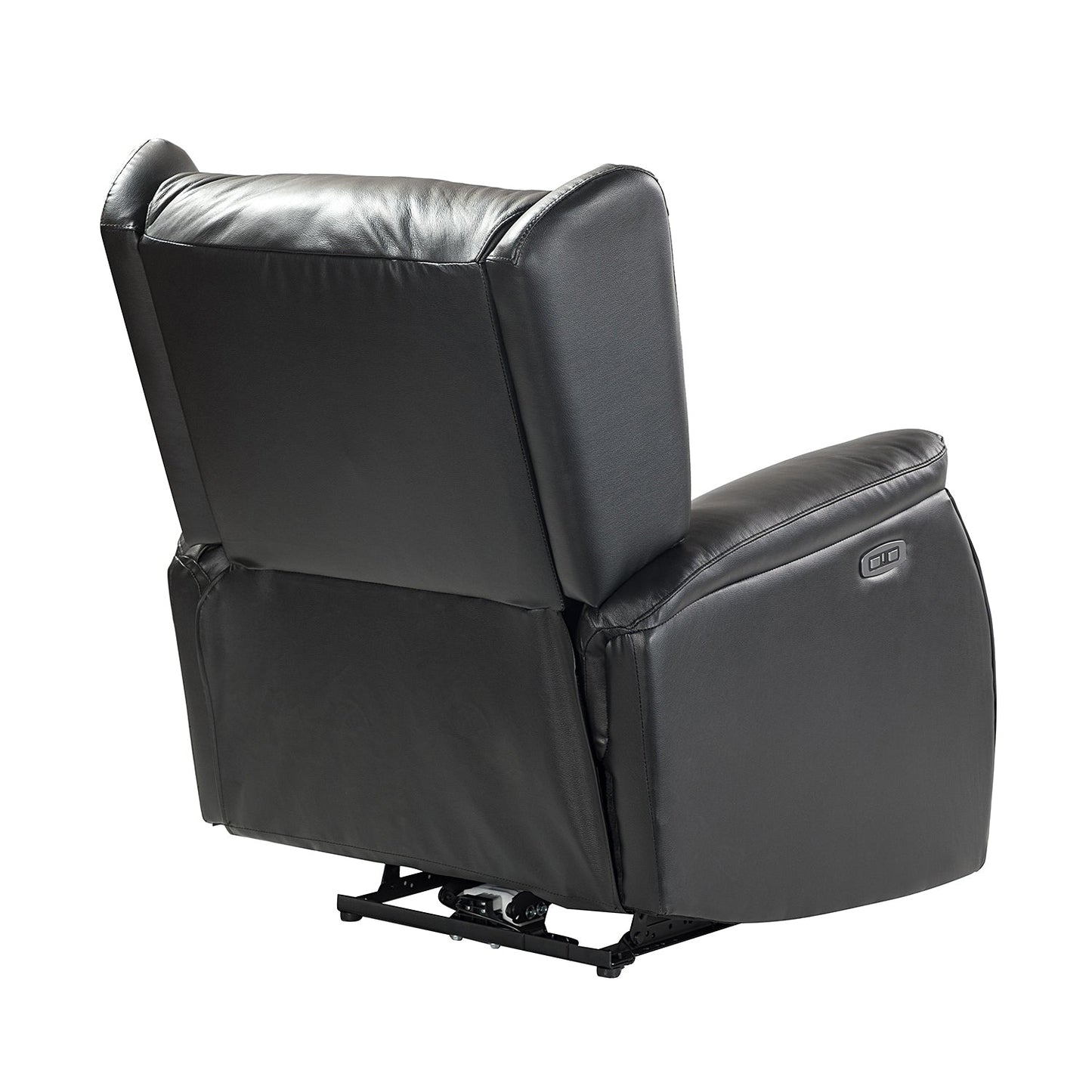 Poltrona reclinabile elettrica Eliseo in vera pelle con porta USB e design Wingback