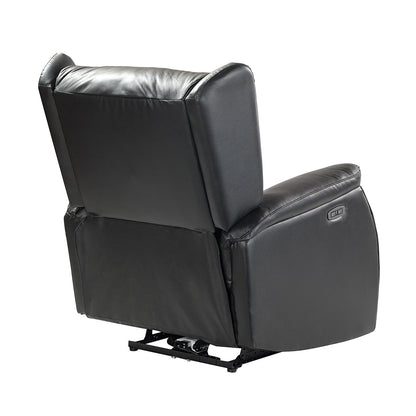 Poltrona reclinabile elettrica Eliseo in vera pelle con porta USB e design Wingback