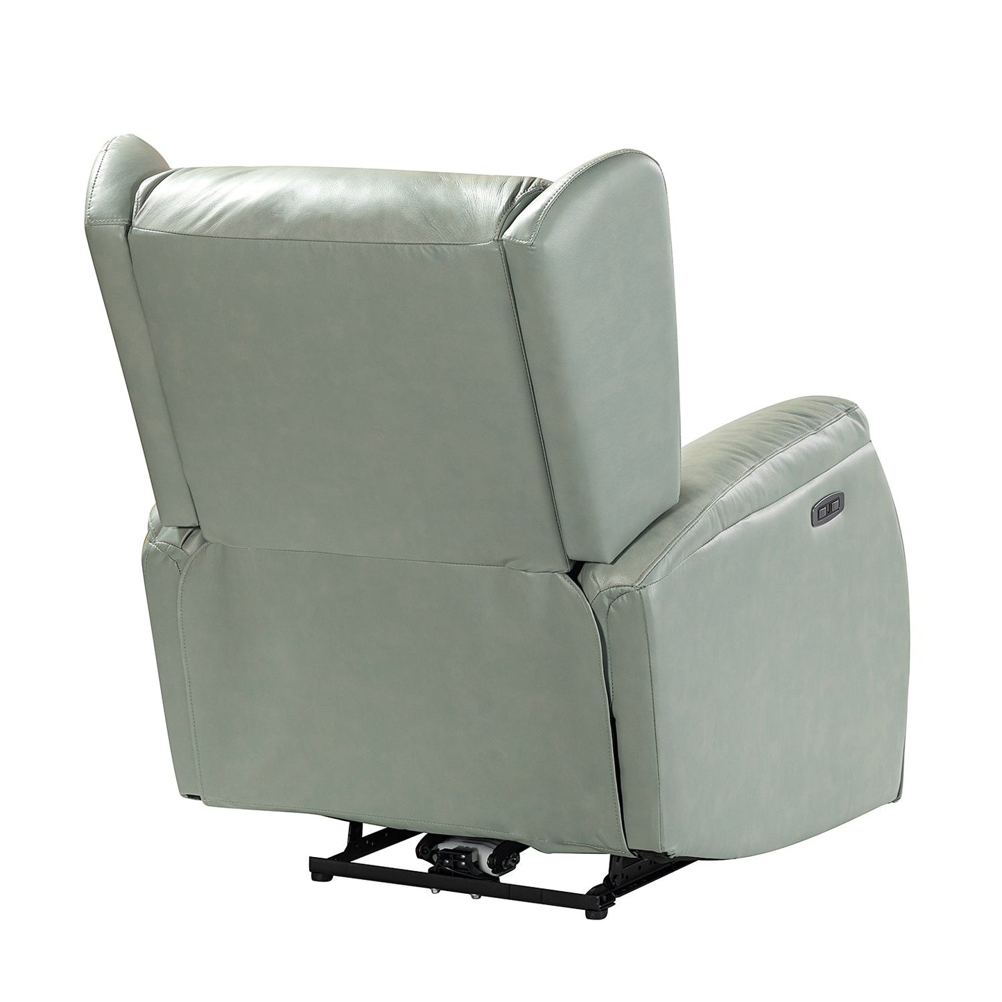 Poltrona reclinabile elettrica Eliseo in vera pelle con porta USB e design Wingback