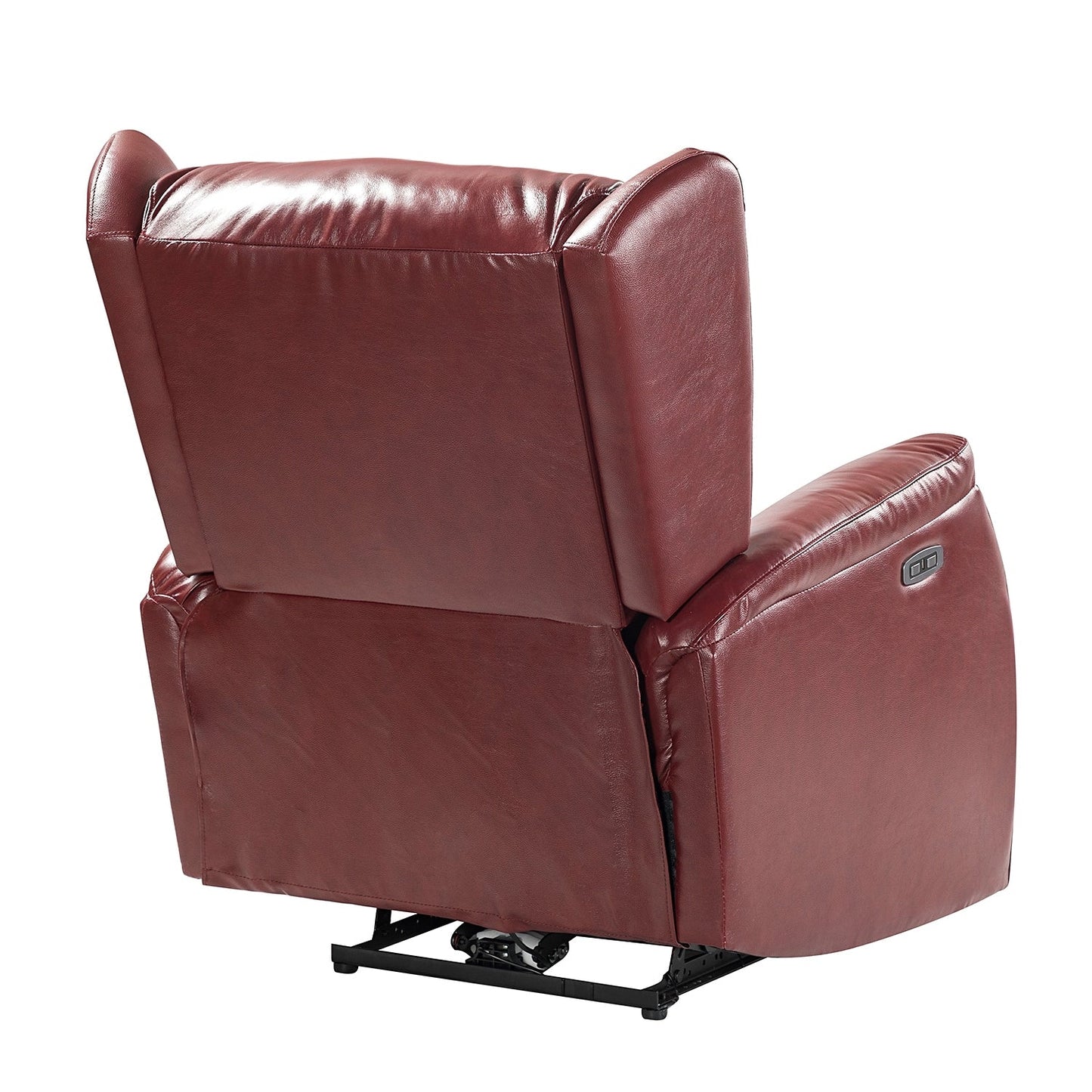 Poltrona reclinabile elettrica Eliseo in vera pelle con porta USB e design Wingback