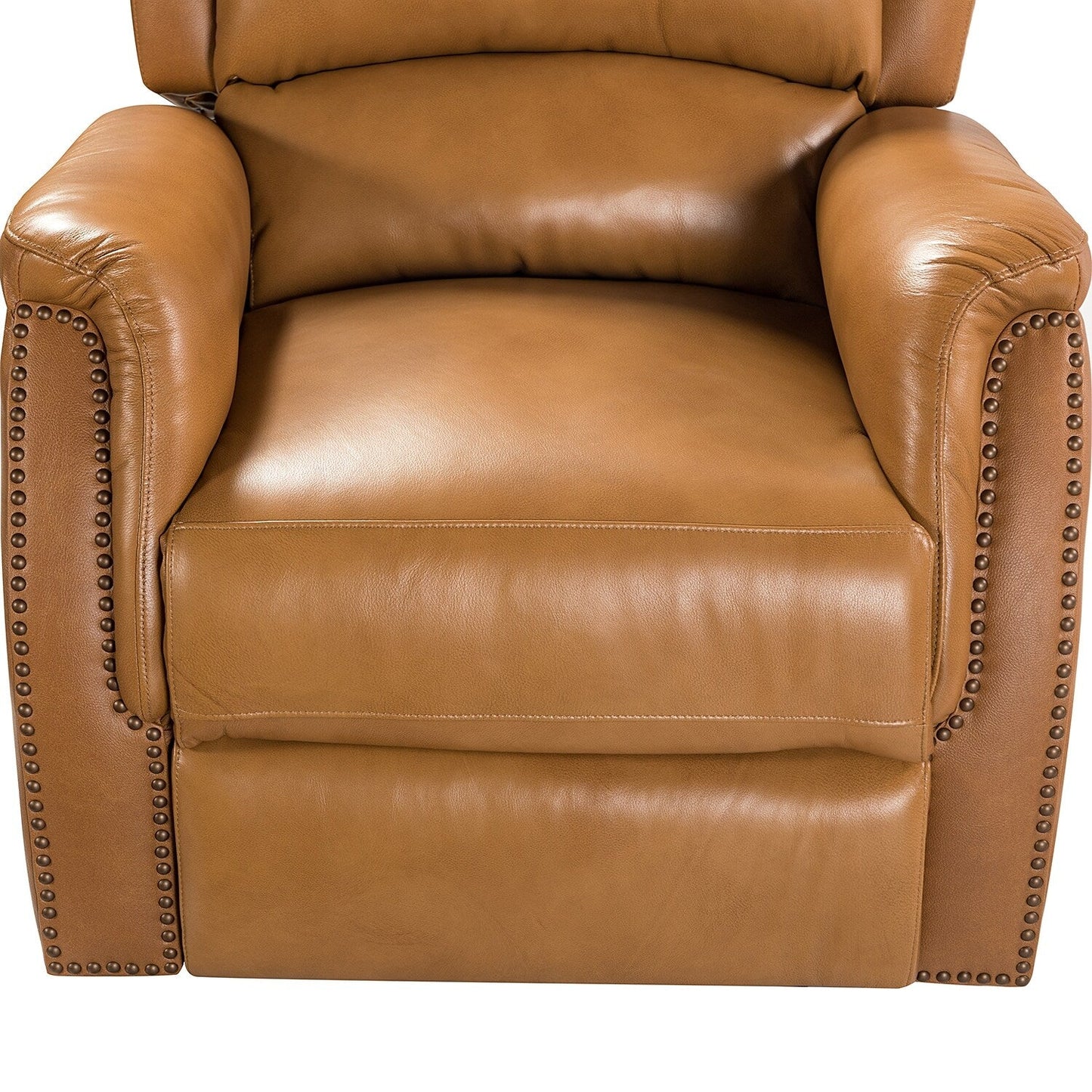 Poltrona reclinabile elettrica Eliseo in vera pelle con porta USB e design Wingback