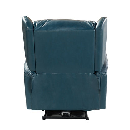 Poltrona reclinabile elettrica Eliseo in vera pelle con porta USB e design Wingback