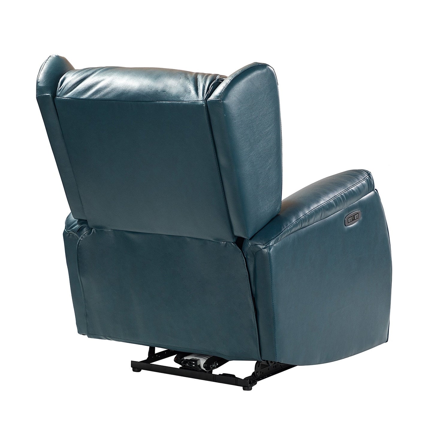 Poltrona reclinabile elettrica Eliseo in vera pelle con porta USB e design Wingback