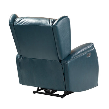 Poltrona reclinabile elettrica Eliseo in vera pelle con porta USB e design Wingback