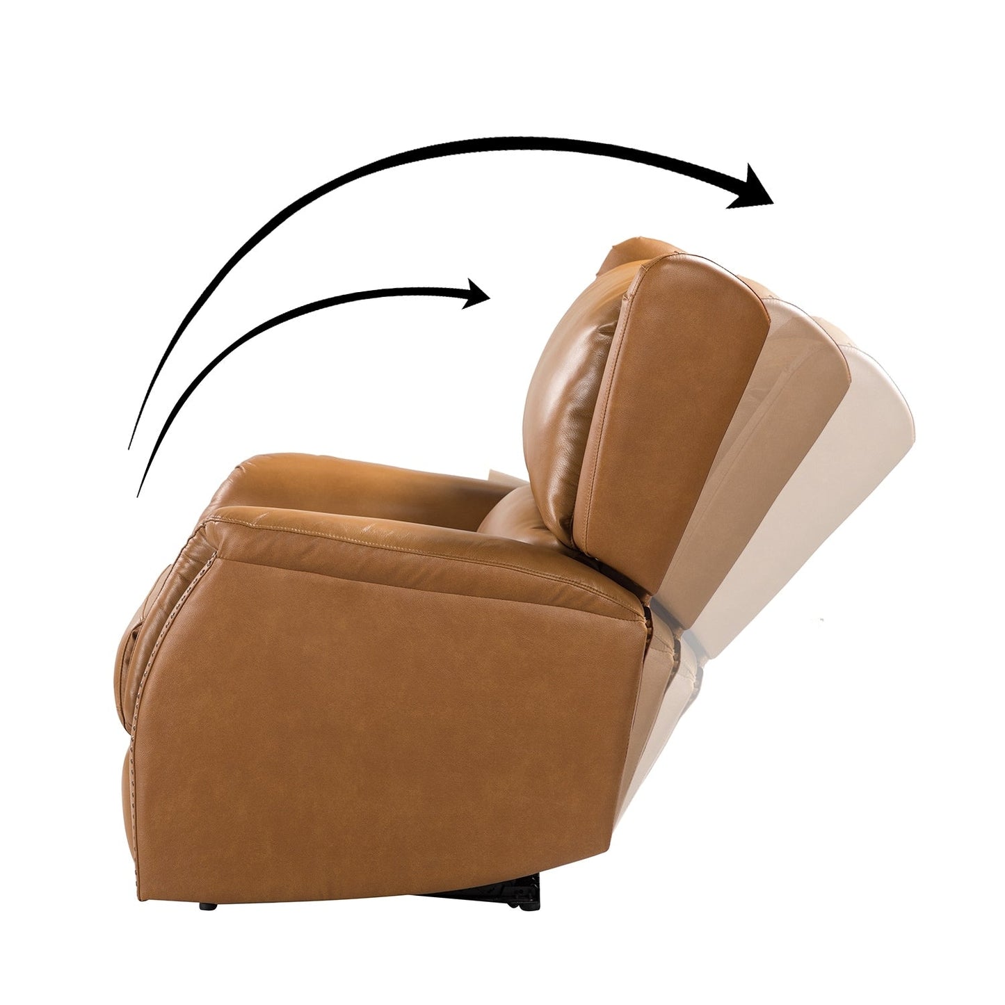 Poltrona reclinabile elettrica Eliseo in vera pelle con porta USB e design Wingback